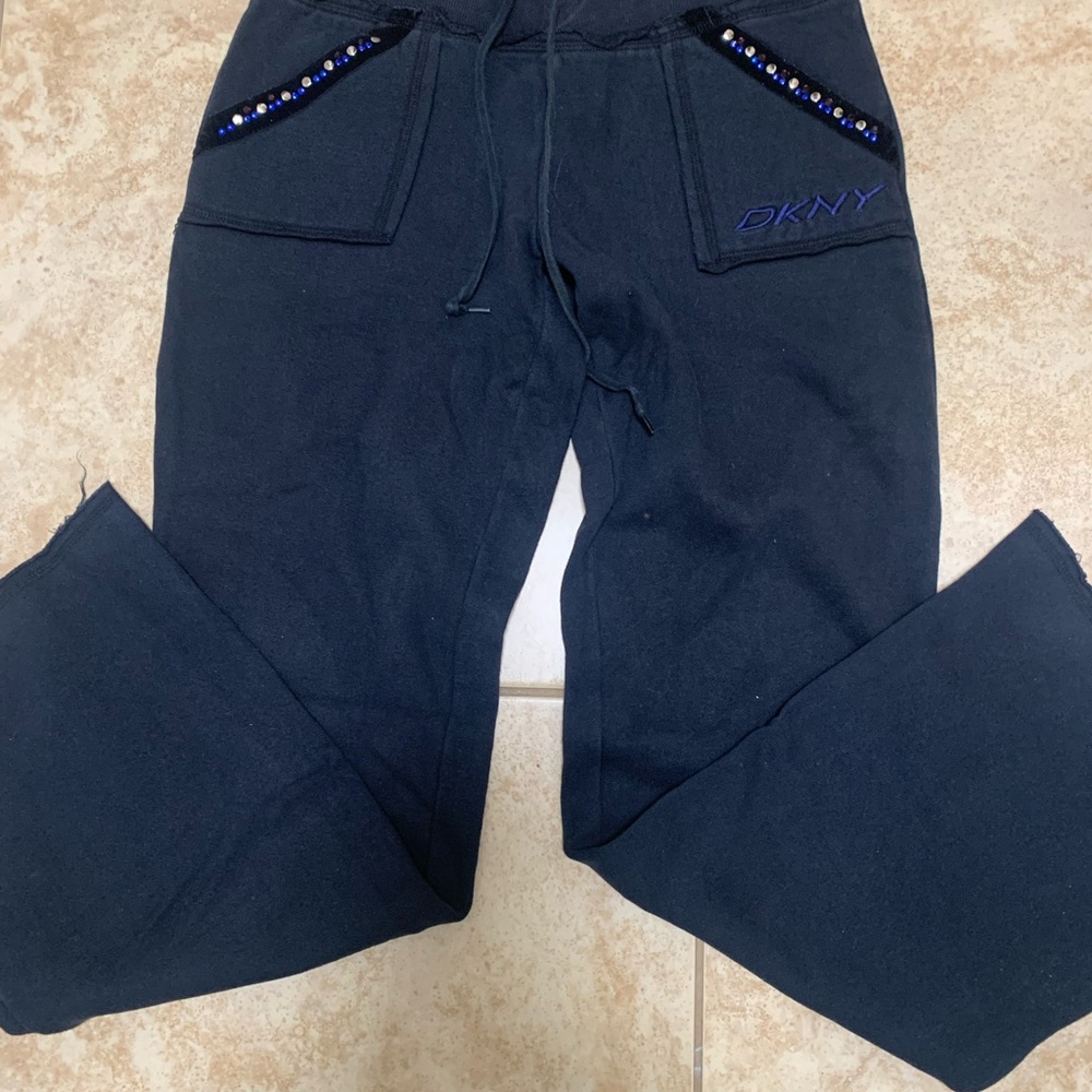 DKNY Navy Sweatpants with Beaded Accents